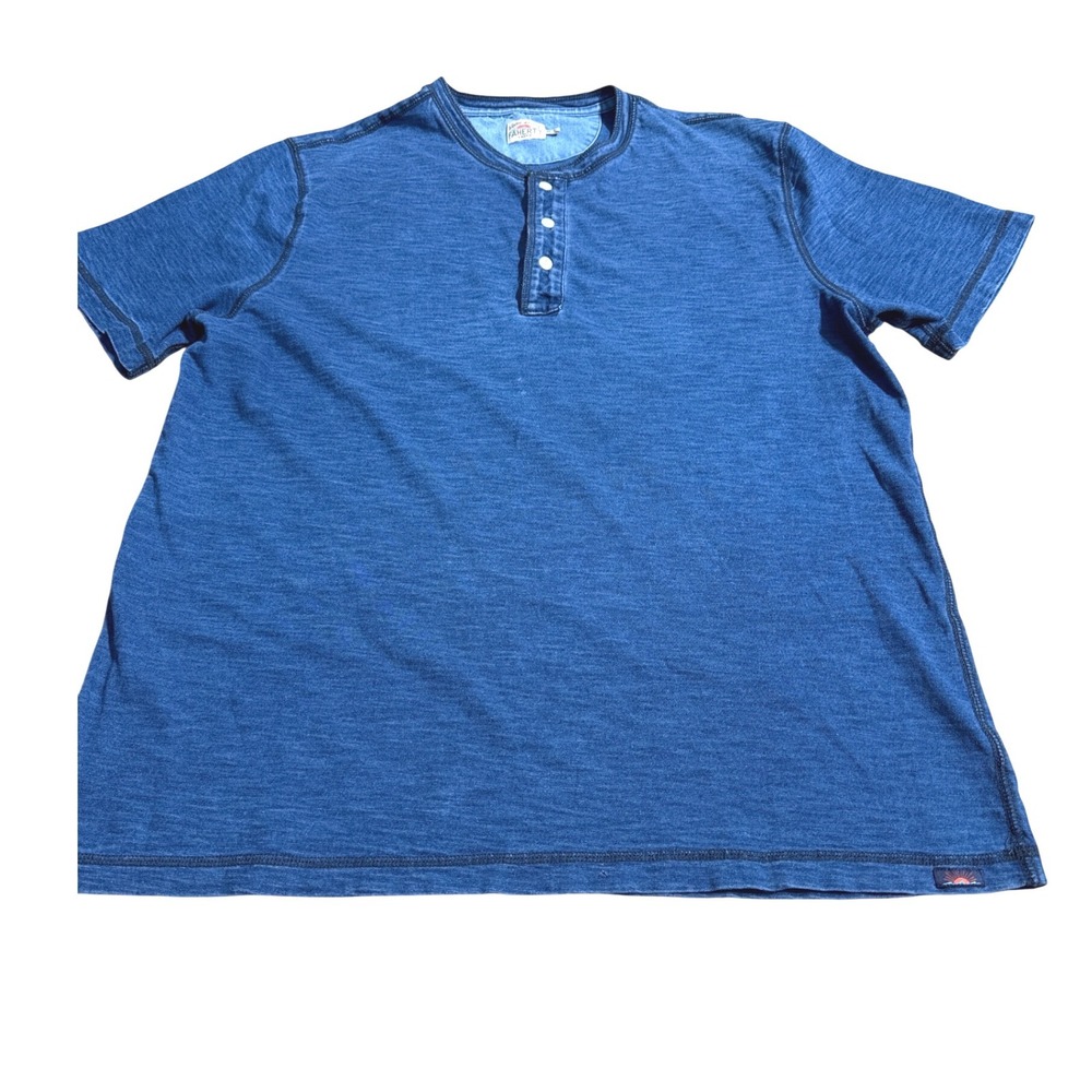 Faherty (Blue) Short Sleeve Henley Mens XL 100% Cotton